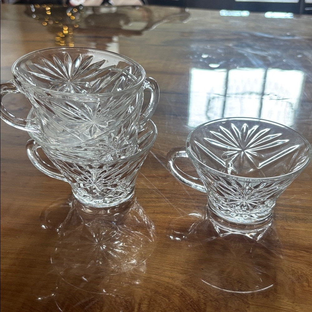 Anchor Hocking Early American Prescut (EAPC) "Oatmeal" Punch Cups SET of 4 READ